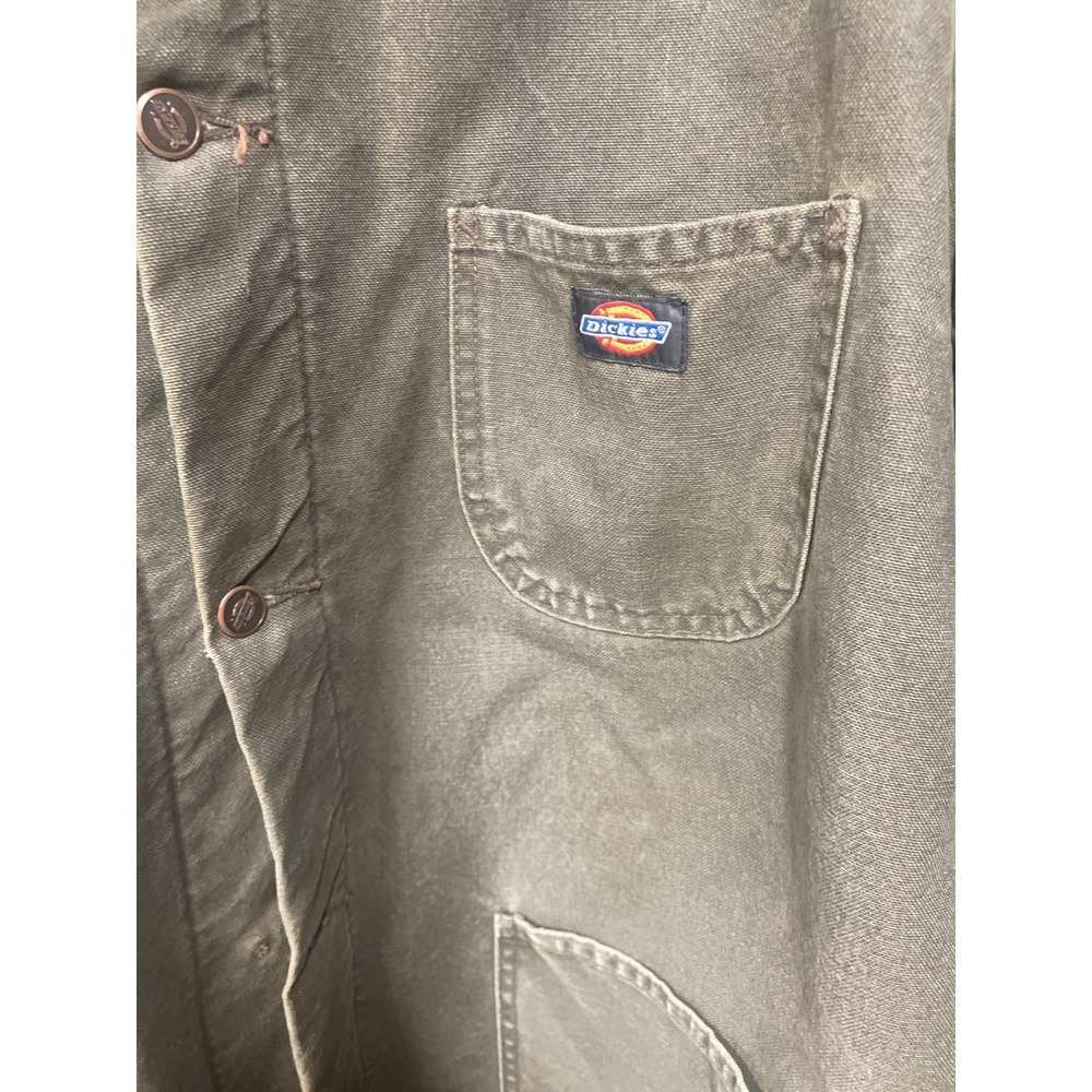 Dickies Men's Lined Canvas Chore Coat Green Brown Corduroy Collar Workwear 2XL - Picture 4 of 16